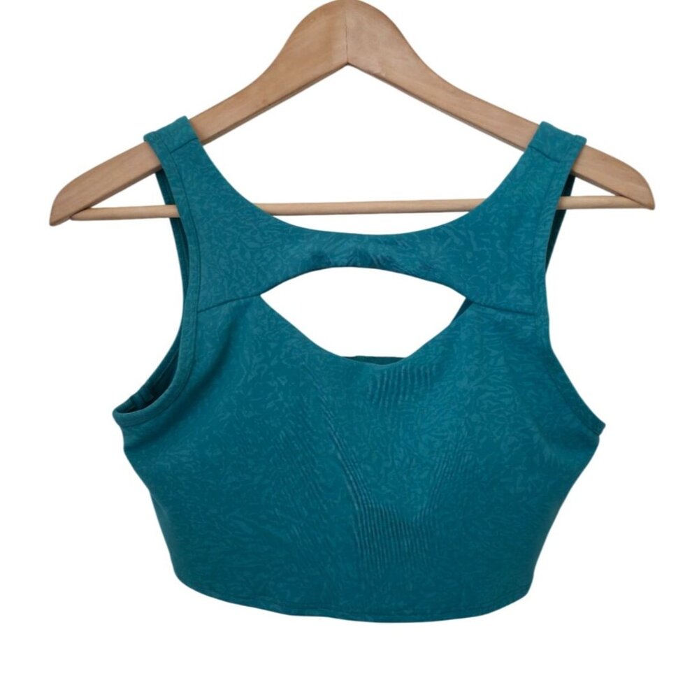Lululemon Everlux Cut-Out Teal Medium Support Train Workout Sports Bra Women's 8